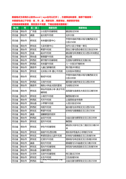 2020新版河北省邢台市托班工商企业公司商家名录名单黄页联系号码地址大全116家