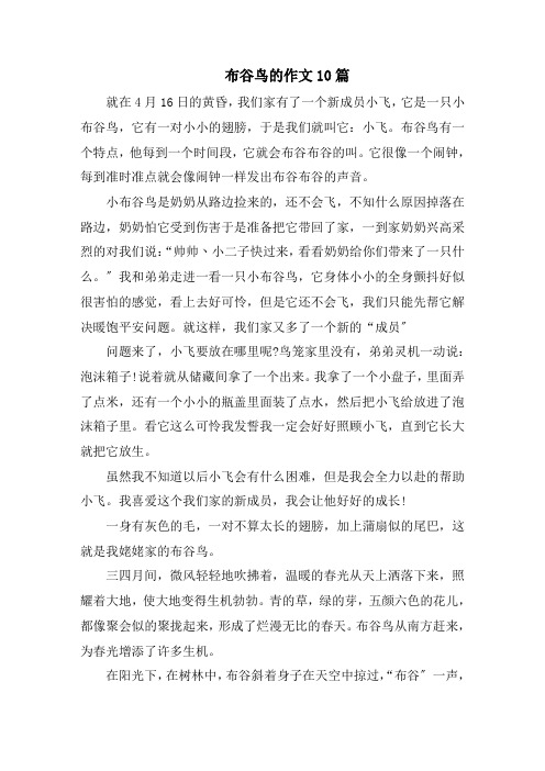 布谷鸟的作文10篇