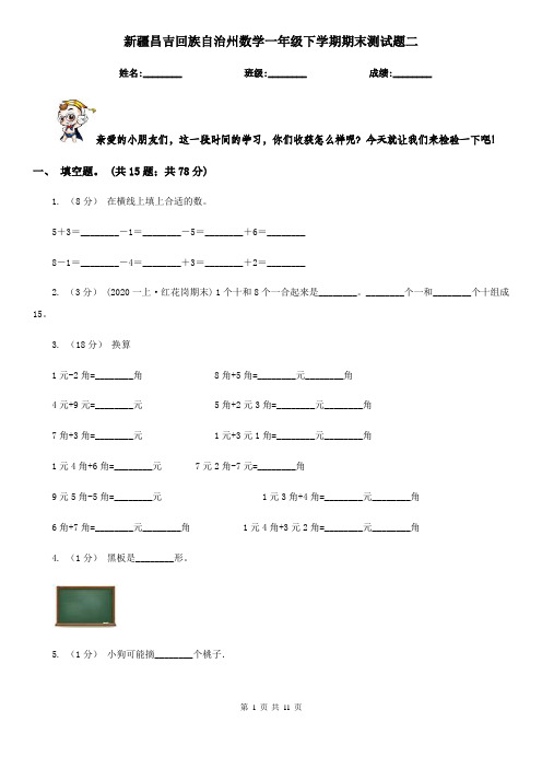 新疆昌吉回族自治州数学一年级下学期期末测试题二