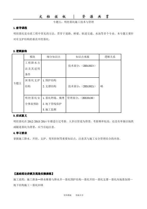 二建市政实务特训专题五：明挖基坑施工技术与管理11