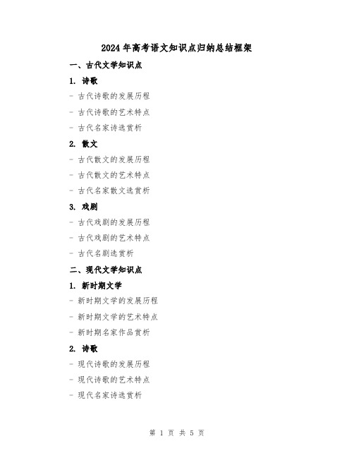 2024年高考语文知识点归纳总结框架(2篇)