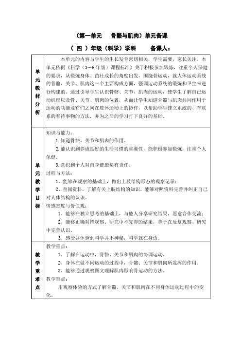 四年级科学下册全册教案