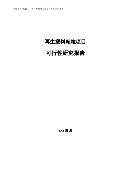 再生塑料颗粒项目可行性研究报告(参考模板范文)