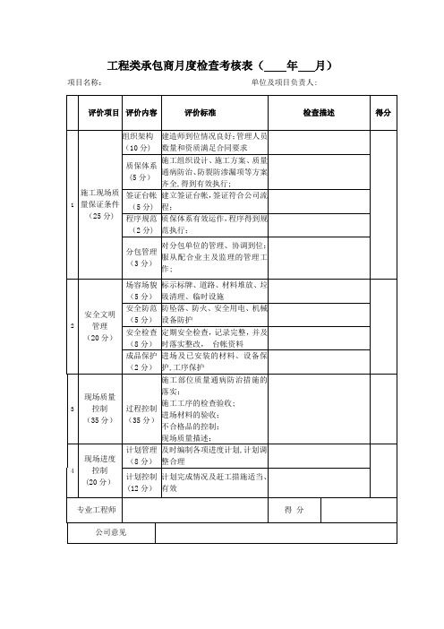 供应商考核评价表