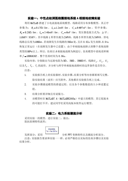 电力系统仿真模型参数