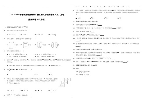 2018-2019学年江苏省扬州市广陵区树人学校七年级(上)月考数学试卷(12月份)-解析版