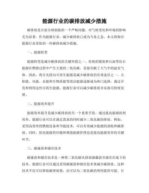 能源行业的碳排放减少措施