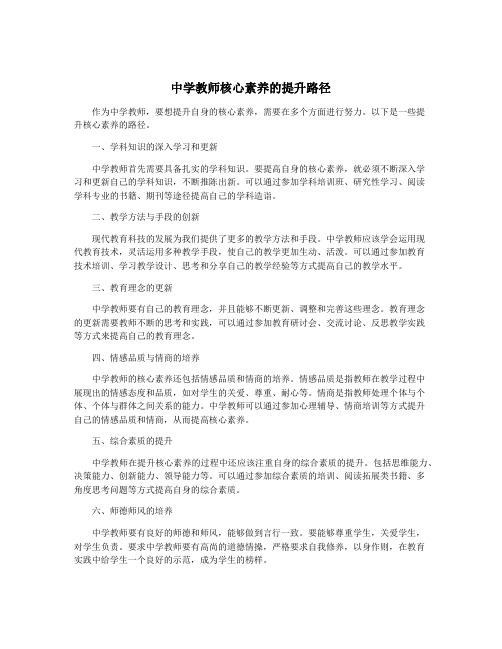 中学教师核心素养的提升路径