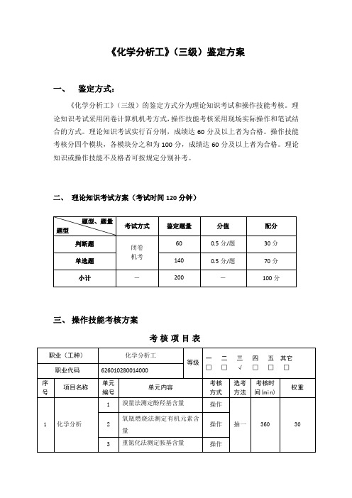 化学分析工_3级_鉴定方案