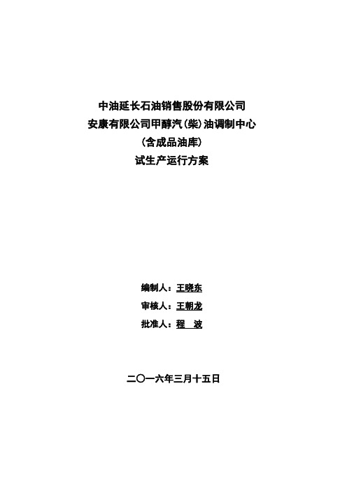 安康有限公司试生产运行方案