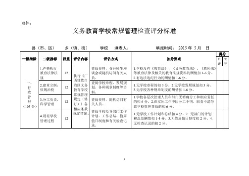 【VIP专享】义务教育学校常规管理检查评标准
