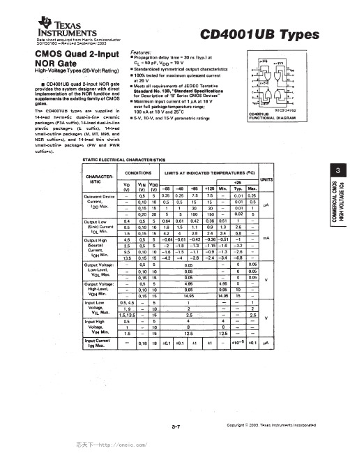 CD4025BM96G4,CD4025BNSRG4,CD4025BPWG4,CD4025BMG4,CD4025BMTG4,CD4025BPWRG4, 规格书,Datasheet 资料