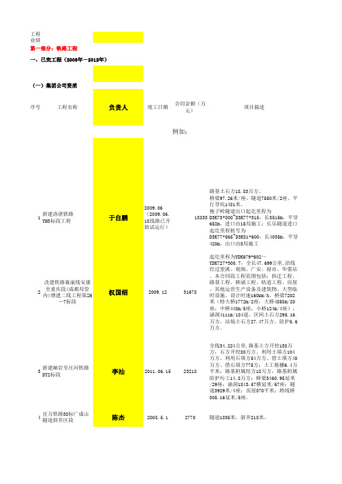 工程项目业绩类别统计表