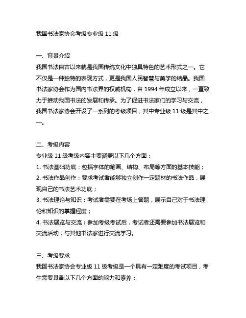 中国书法家协会考级专业级11级