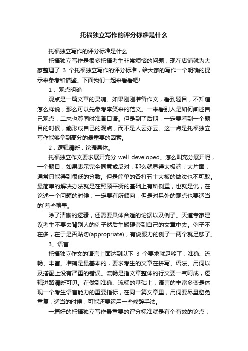 托福独立写作的评分标准是什么