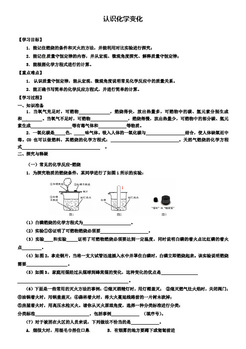 中考化学第一轮复习:第4章《认识化学变化》优秀导学案
