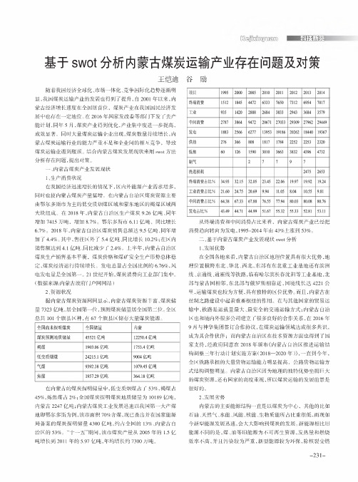 基于swot分析内蒙古煤炭运输产业存在问题及对策