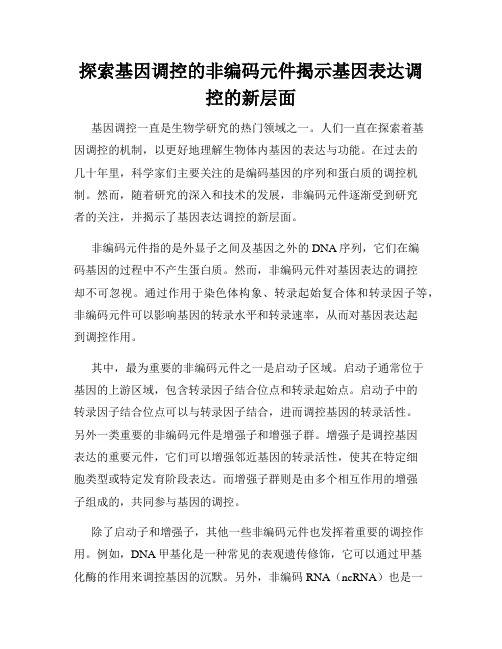 探索基因调控的非编码元件揭示基因表达调控的新层面