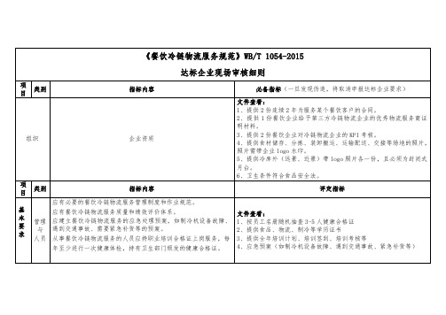 《餐饮冷链物流服务规范》WBT1054-2015