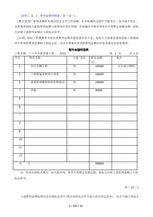 工程量清单编制使用表格说明及案例(二)(2013新版)