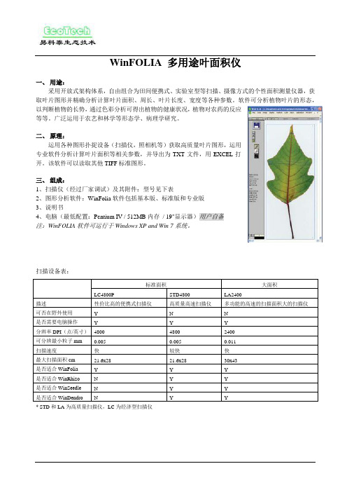 WinFOLIA 多用途叶面积仪技术