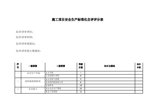 安全生产标准化自评评分表