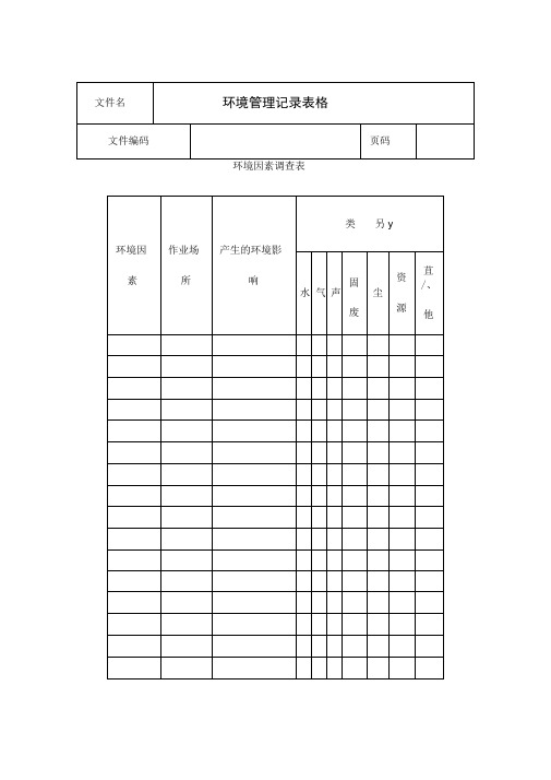 环境管理记录表格表格