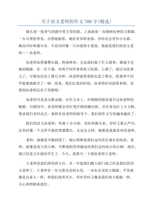 关于语文老师的作文700字(精选)