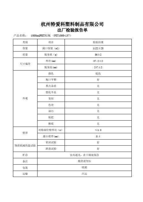 产品检验报告单