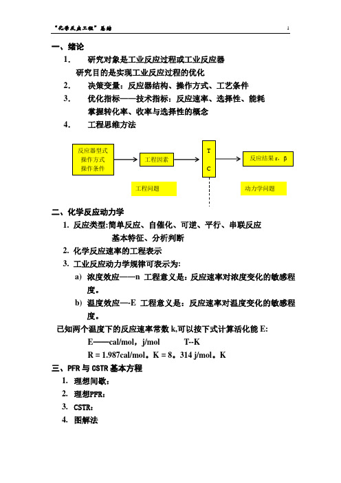 化学反应工程总结