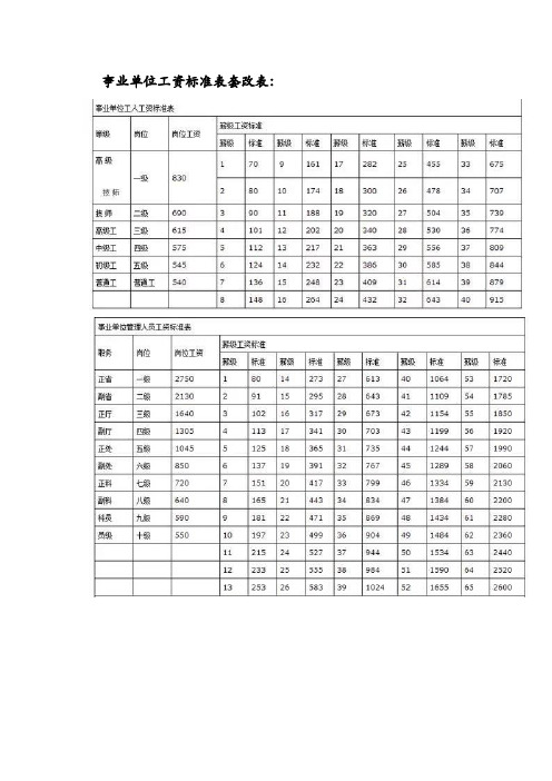 2020事业单位工资标准表