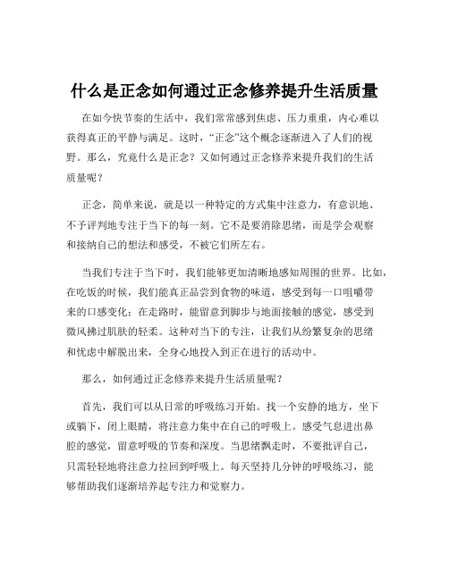 什么是正念如何通过正念修养提升生活质量