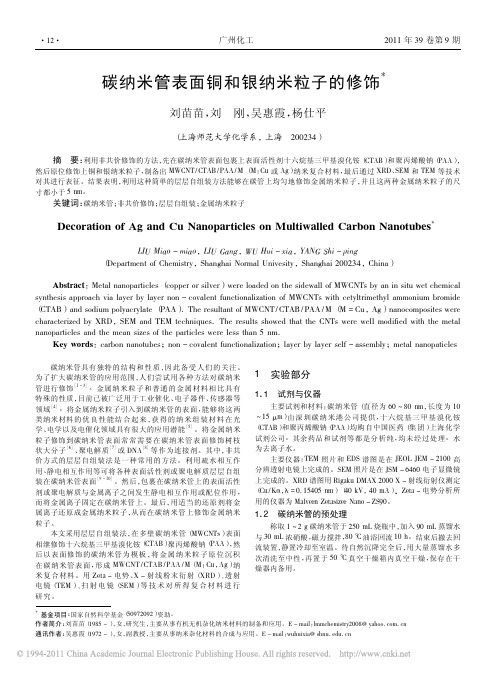 碳纳米管表面铜和银纳米粒子的修饰