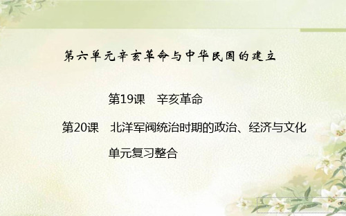 新教材 高中历史 中外历史纲要上 第六单元 辛亥革命与中华民国的建立 教学课件