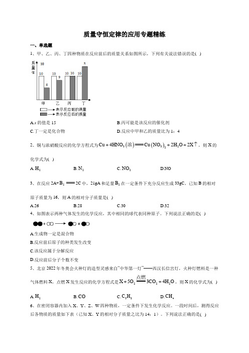 质量守恒定律的应用专题精练