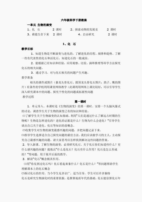 鄂教版六科学下教案(2)