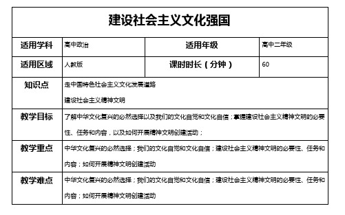 建设社会主义文化强国(教案)