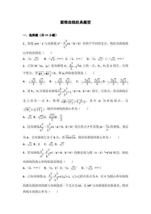 圆锥曲线经典题目(含答案)