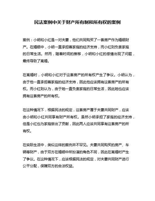 民法案例中关于财产所有制和所有权的案例