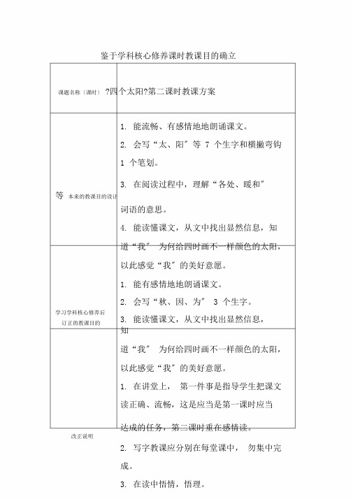 基于学科核心素养课时教学目标确定