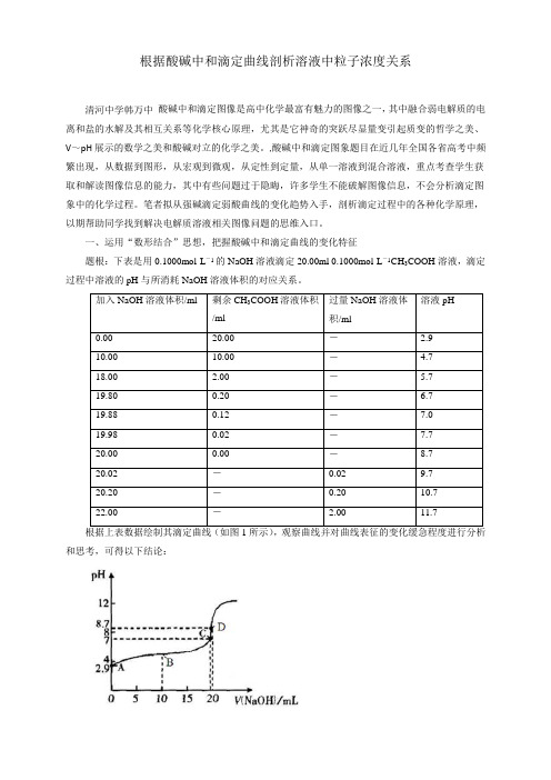 根据酸碱中和滴定曲线剖析溶液中粒子浓度关系