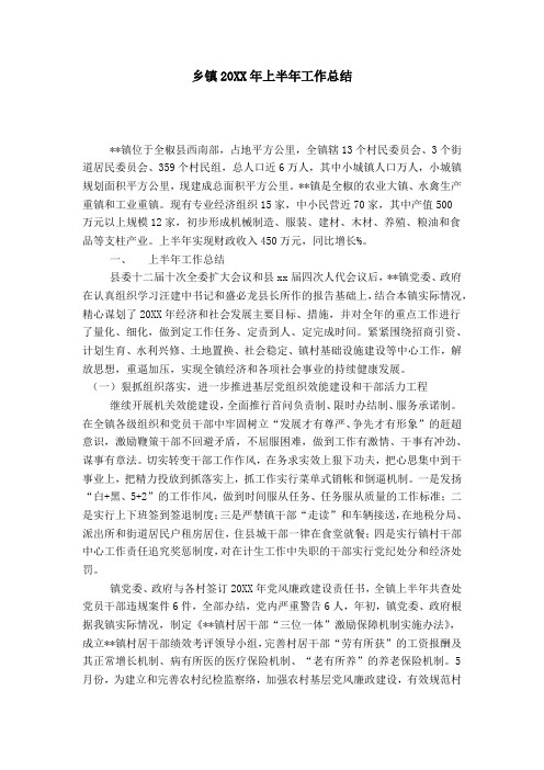乡镇20XX年上半年工作总结-模板