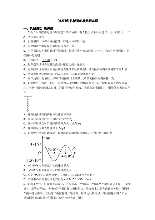 (完整版)机械振动单元测试题