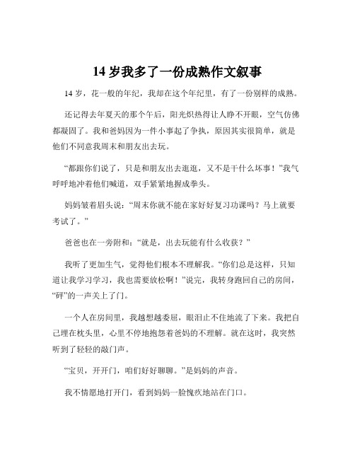 14岁我多了一份成熟作文叙事