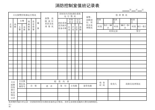 消防控制室值班记录表