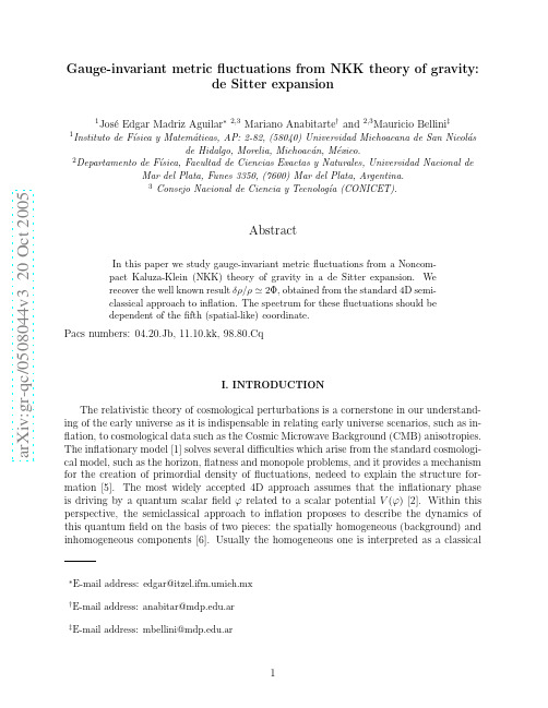 Gauge-invariant metric fluctuations from NKK theory of gravity de Sitter expansion