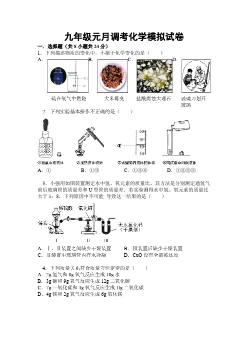 九年级元月调考化学模拟试卷