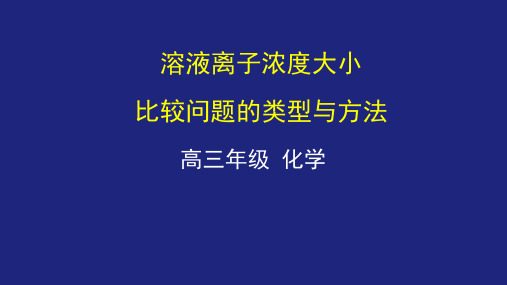 高三化学一轮复习《溶液离子浓度大小比较问题的类型与方法》PPT.pptx