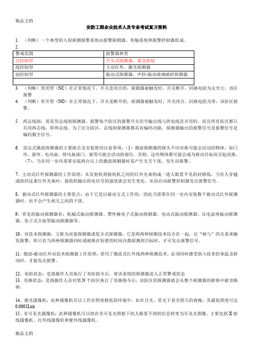 (整理)安防工程企业技术人员专业考试复习资料-版.