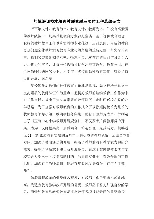 师德培训校本培训教师素质三项的工作总结范文